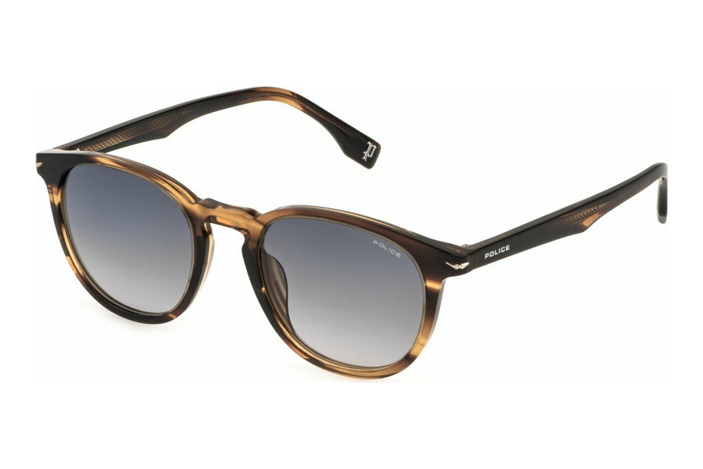 Police   SPLQ82 07LC SMOKE GRADIENTSHINY STRIPED BROWN/HONEY HAVANA